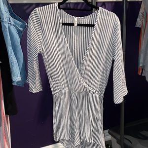 Dark blue and white striped romper